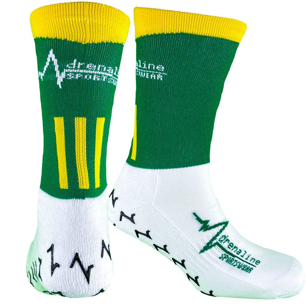 Green yellow grip socks