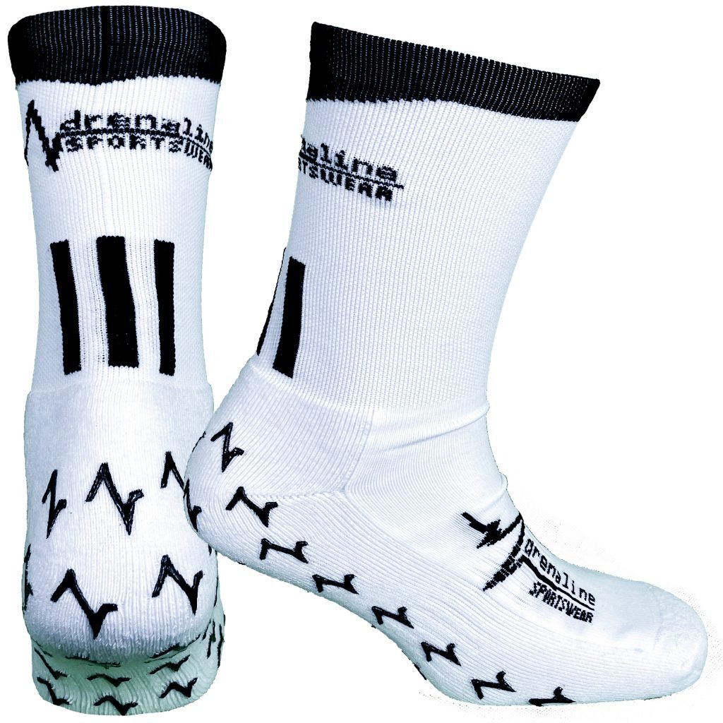 White black grip socks